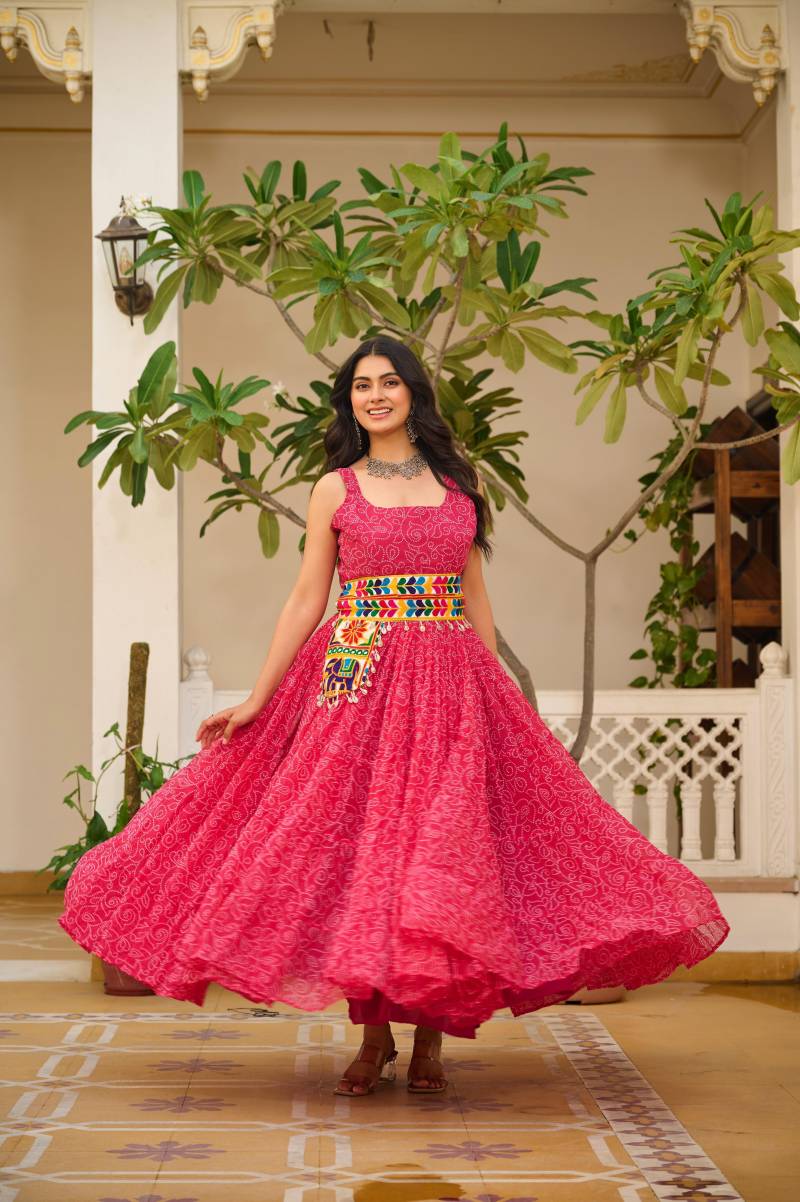 Src 110 Faux Georgette Gamathi Work Navratri Special Gown Collection