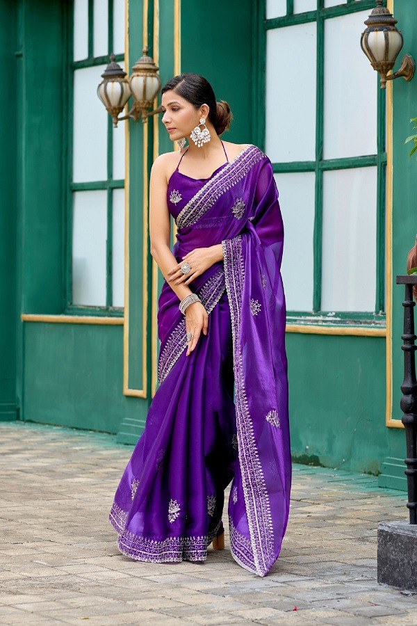 Meera 307 Embroidery Worked Chiffon Designer Saree Collection
