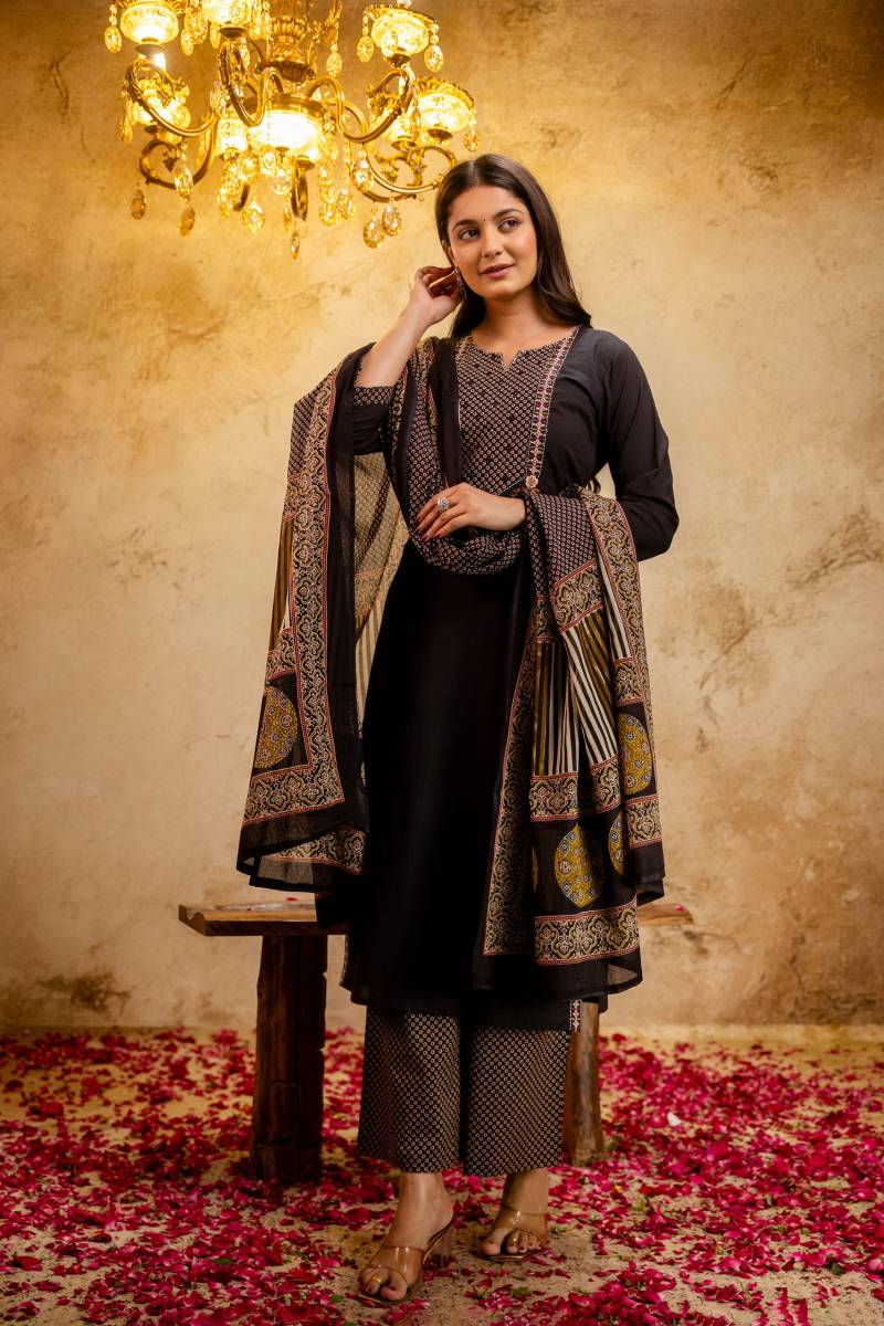 Naisha K 270 Cotton Embroidered Kurti Bottom With Dupatta