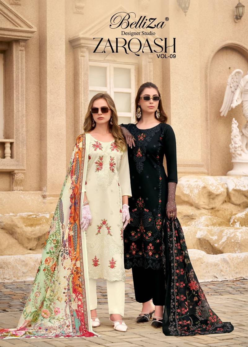 Belliza Zarqash Vol 9 Embroidered Designer Dress Material Collection