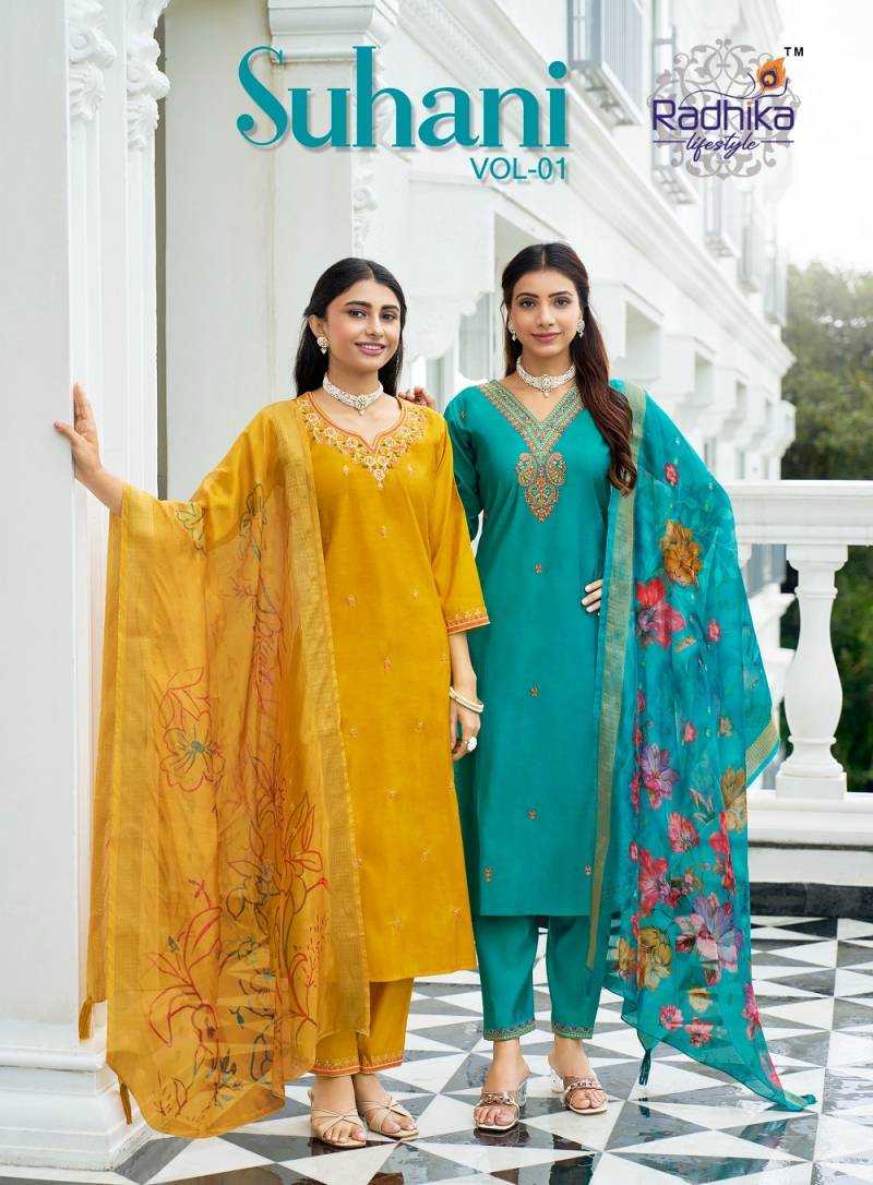 Radhika Suhani Vol 1 Silk Designer Kurti Pant With Dupatta Collection