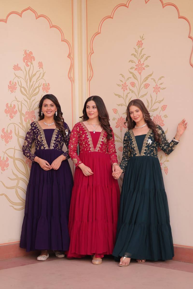 Lw 9237 Embroidered Designer Readymade Gown Collection