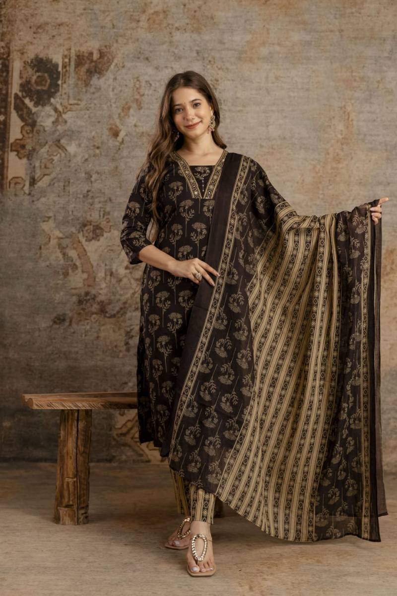 Naisha K 271 Soft Cotton Printed Kurti Bottom Dupatta Collection