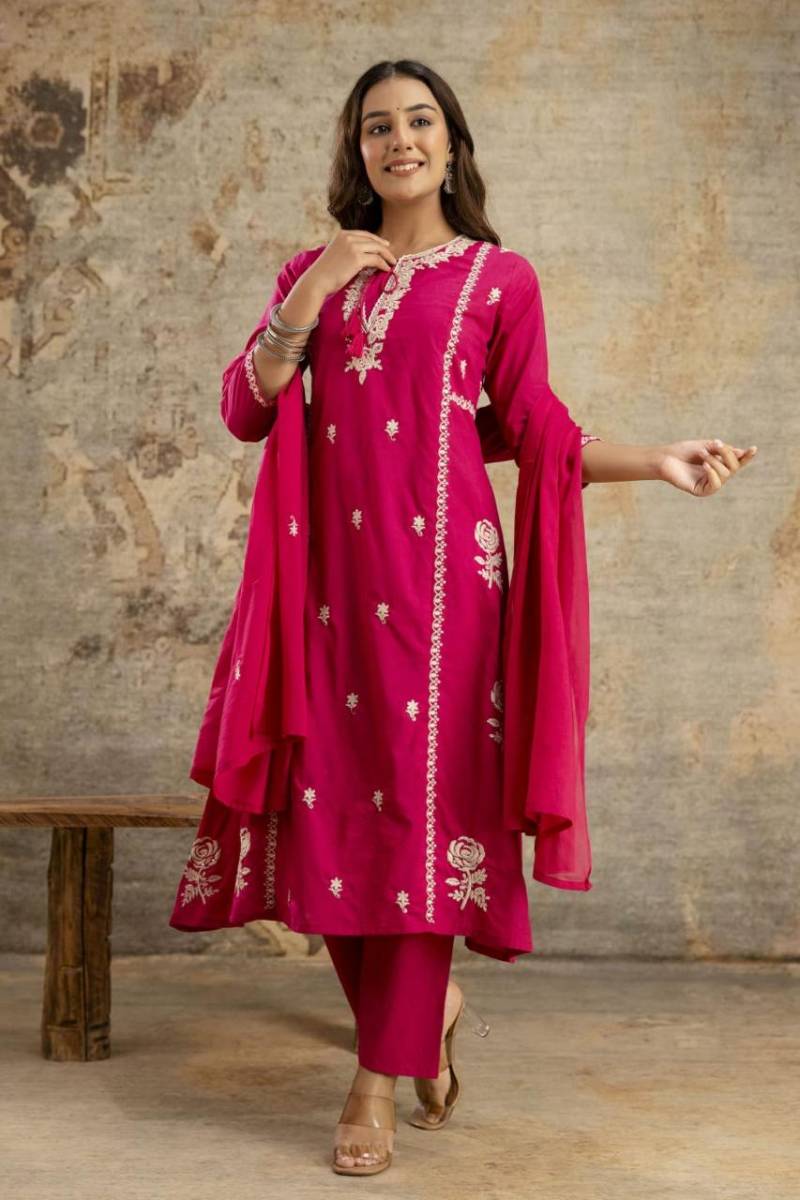 Naisha K 274 Embroidered Readymade Kurti Bottom With Dupatta Collection