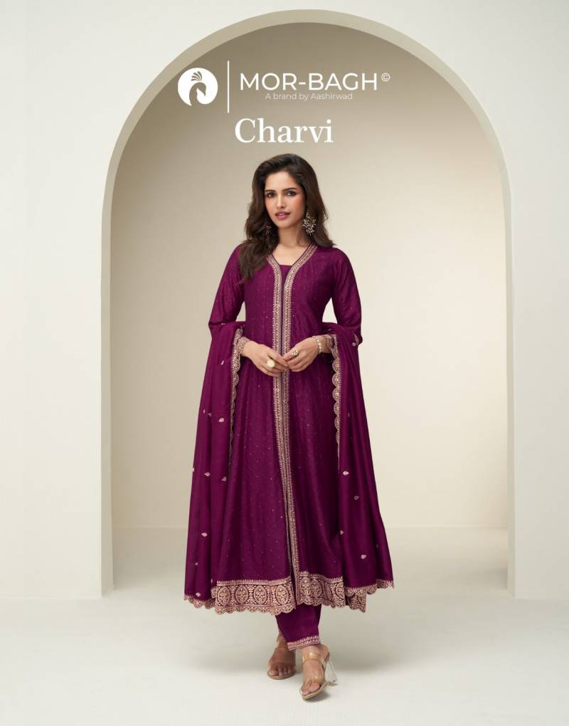 Aashirwad Mor Bagh Charvi Silk Designer Anarkali Salwar Suit Collection
