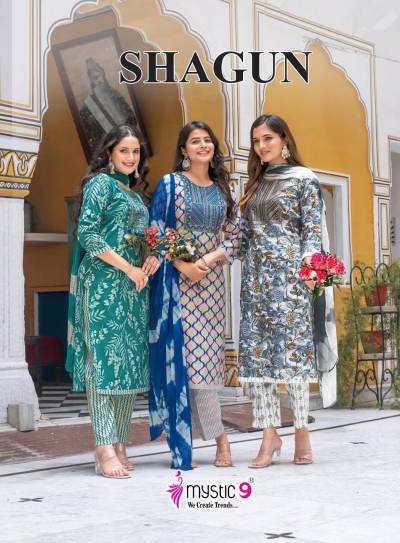 Mystic 9 Shagun Vol 21 Printed Kurti Bottom With Dupatta Collection