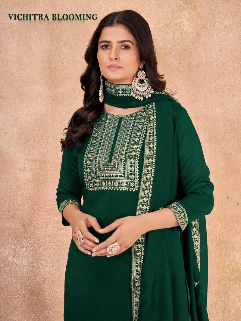 Sangeet Vichitra Blooming Silk 2 Readymade Kurti Pant And Dupatta Collection