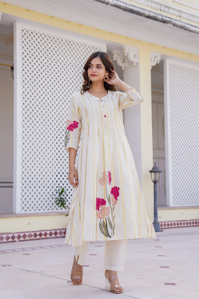 Naisha K 284 Cotton Painted Readymade Kurti With Bottom Collection