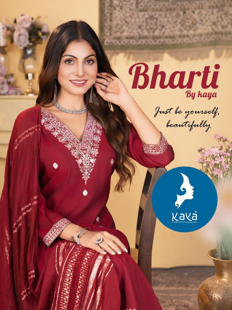 Kaya Bharti Roman Silk Embroidered Kurti Bottom With Dupatta Collection