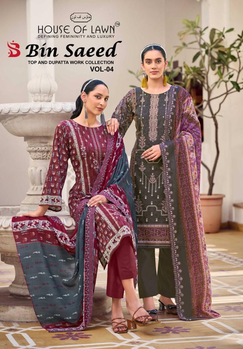 House Of Lawn Bin Saeed Vol 4 Printed Cotton Dress Material Collection