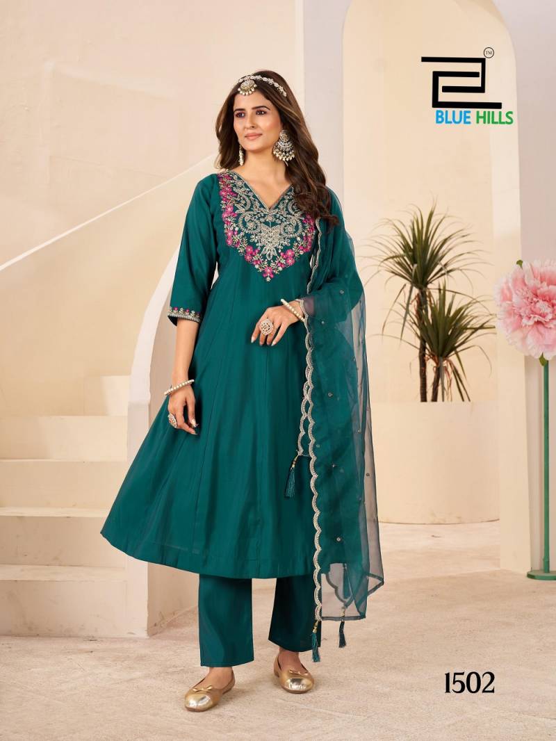 Blue Hills Taj Mahal Vol 15 Fancy Neck Work Kurti Bottom With Dupatta Collection