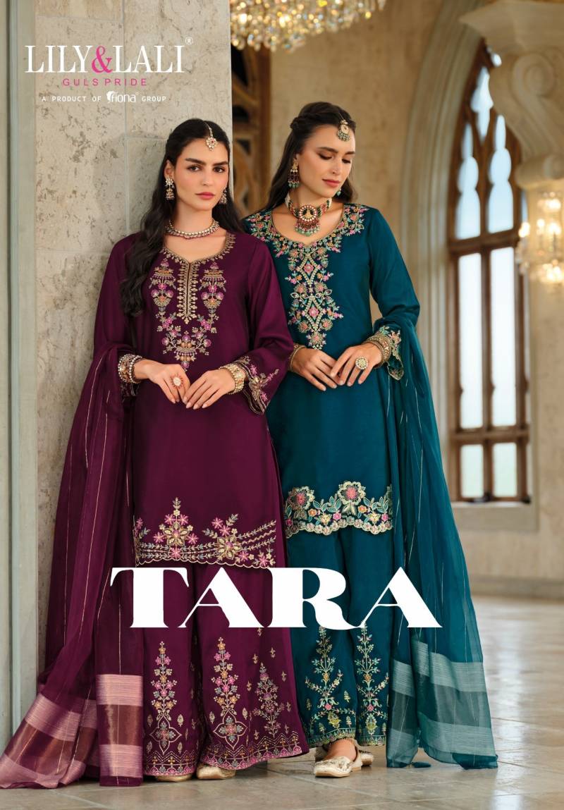 Lily And Lali Tara Silk Embroidery Work Kurti Bottom With Dupatta Collection