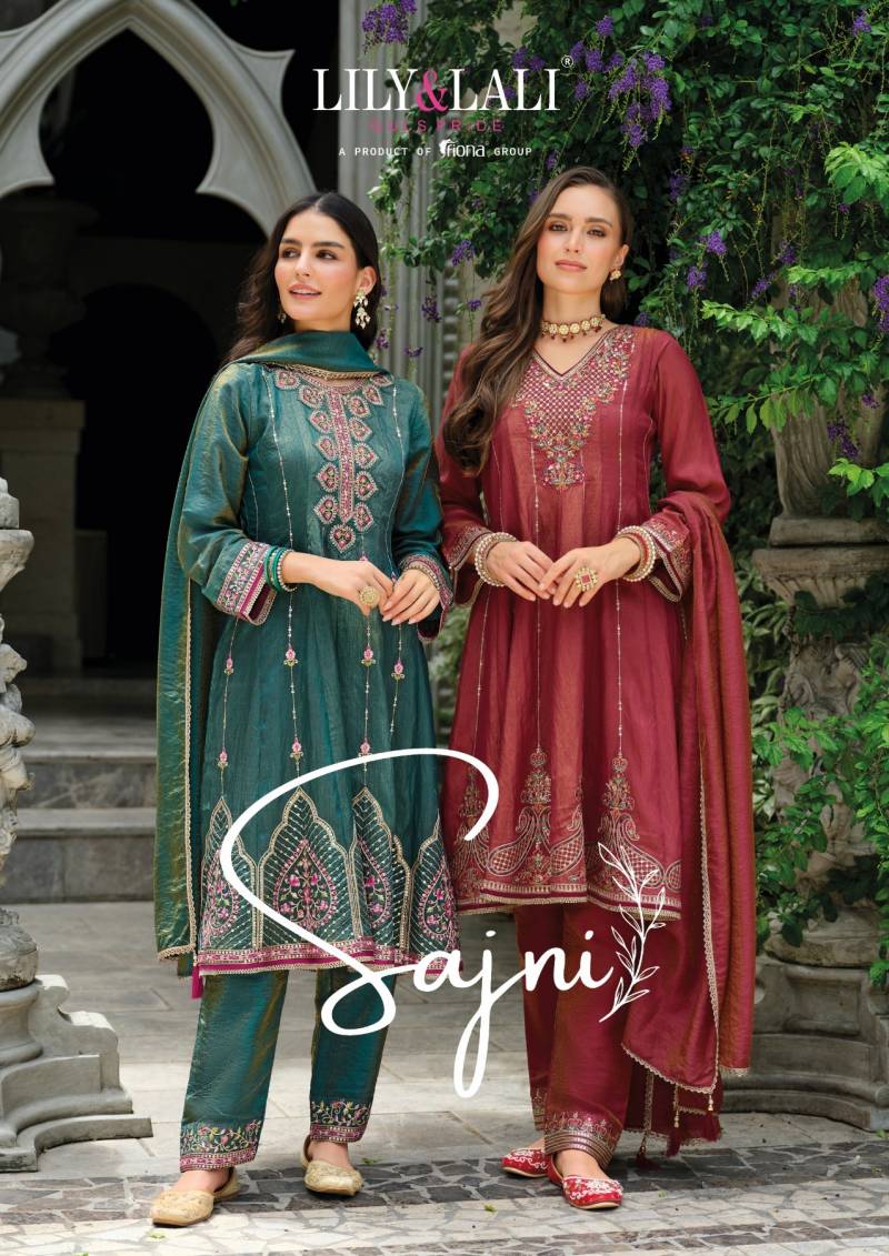 Lily And Lali Sajni Viscose Silk Hand Work Readymade Collection