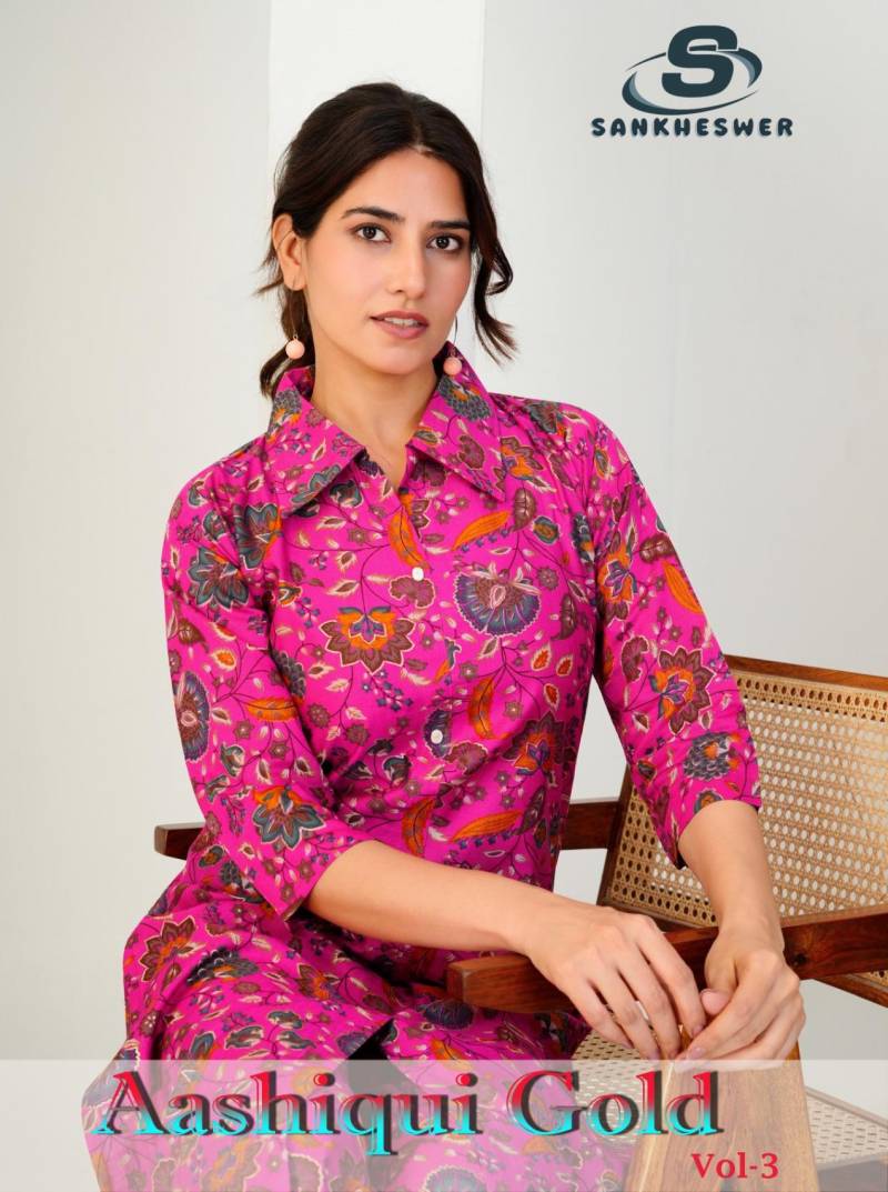 Sankheswer Aashiqui Gold Vol 3 Foil Printed Stylish Kurti With Bottom Collection