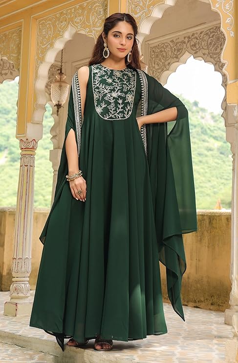 Devmahek Vol 1 Georgette Fancy Anarkali Gown With Shrug Collection