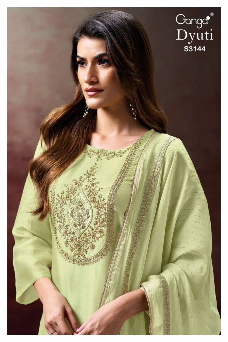 Ganga Diyuti 3144 Bemberg Silk Festive Wear Salwar Suit Collection