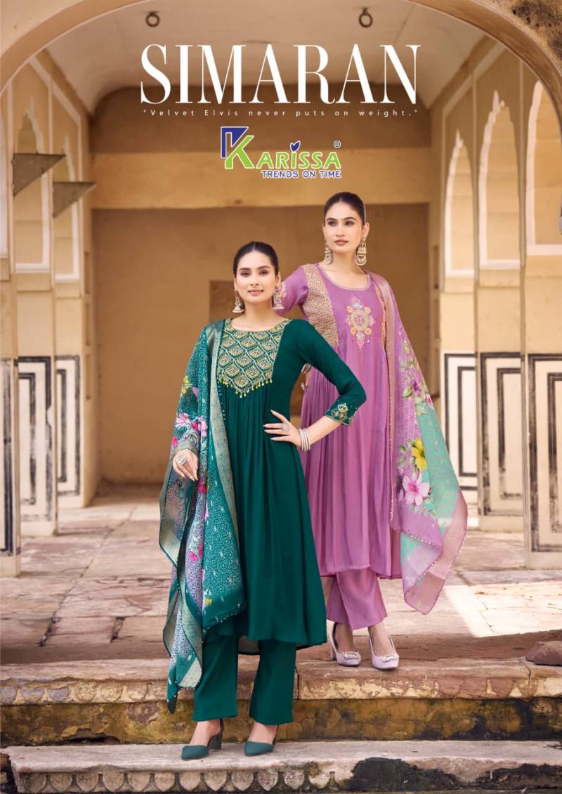 Karissa Simran Viscose Anarkali Kurti Bottom And Dupatta Collection