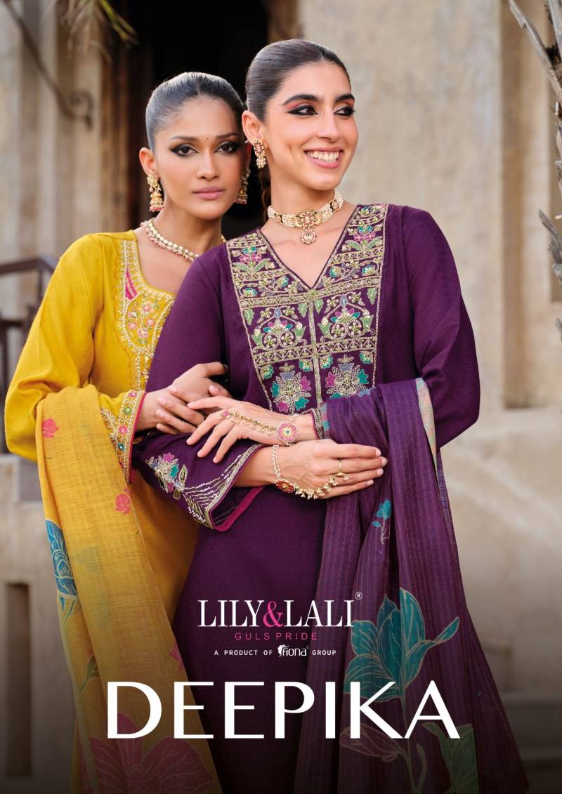 Lily And Lali Deepika Silk Handwork Designer Kurti Bottom With Dupatta Collection