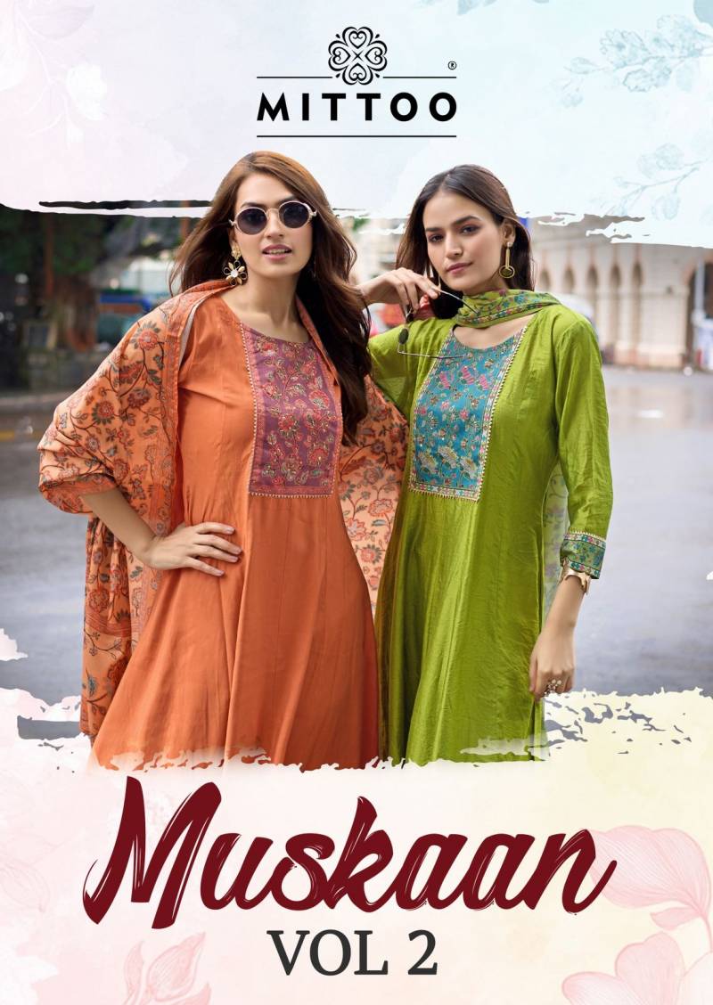 Mittoo Muskaan Vol 2 Handwork Festive Wear Kurti Pant And Dupatta