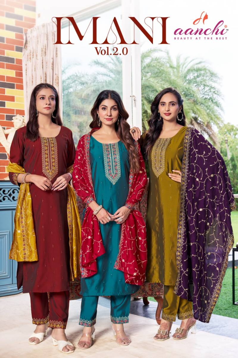 Aanchi Imani 2 Rangeela Silk Festive Wear Kurti Bottom And Dupatta Collection