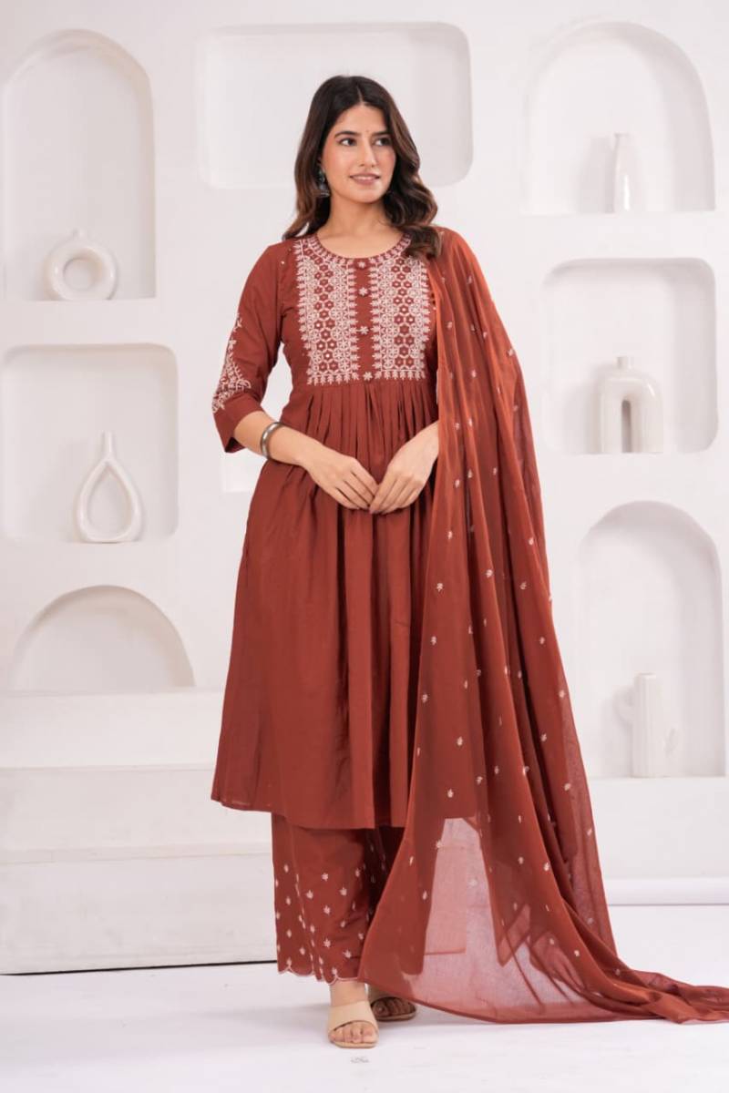 Naisha K 306 Cotton Kurti Pant And Dupatta Collection