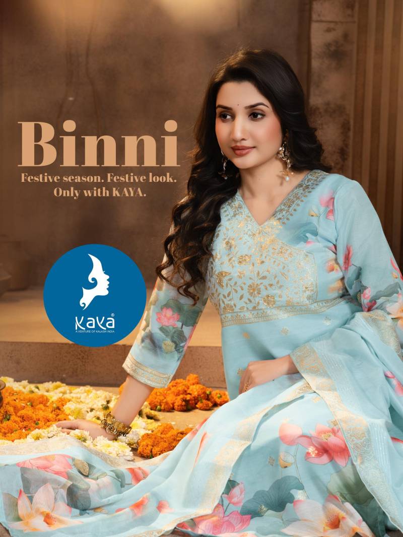 Kaya Binni Chanderi Designer Kurti Pant And Dupatta Collection