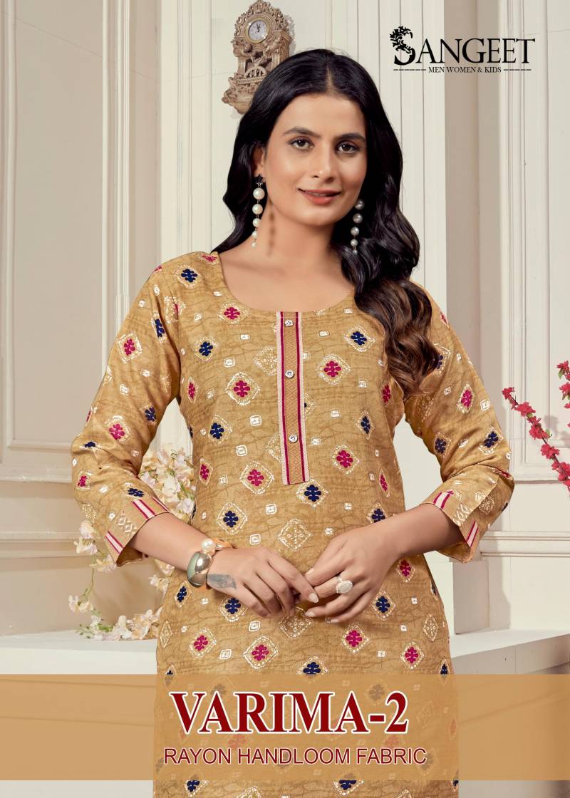 Sangeet Varima Vol 2 Rayon Kurti With Bottom Collection