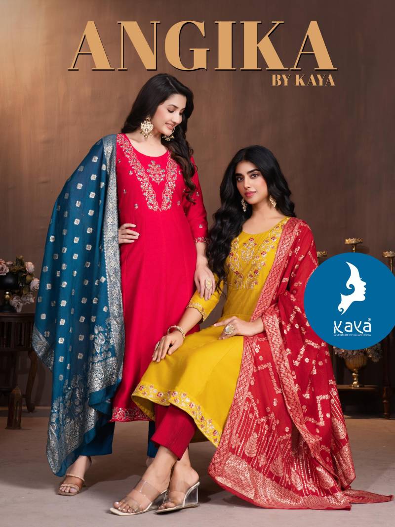 Kaya Angika Gadhwal Designer Anarkali Kurti And Bottom Dupatta Collection