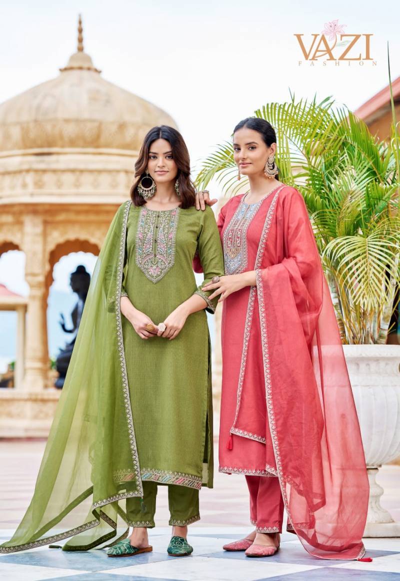 Vazi Zoya Viscose Handwork Kurti Pant and Dupatta Collection