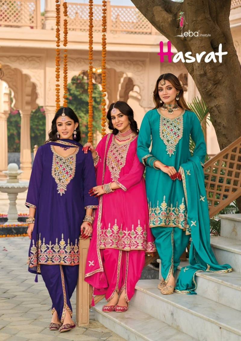 Eba Hasrat Heavy Chinon Embroidery Readymade Salwar Suits Collection