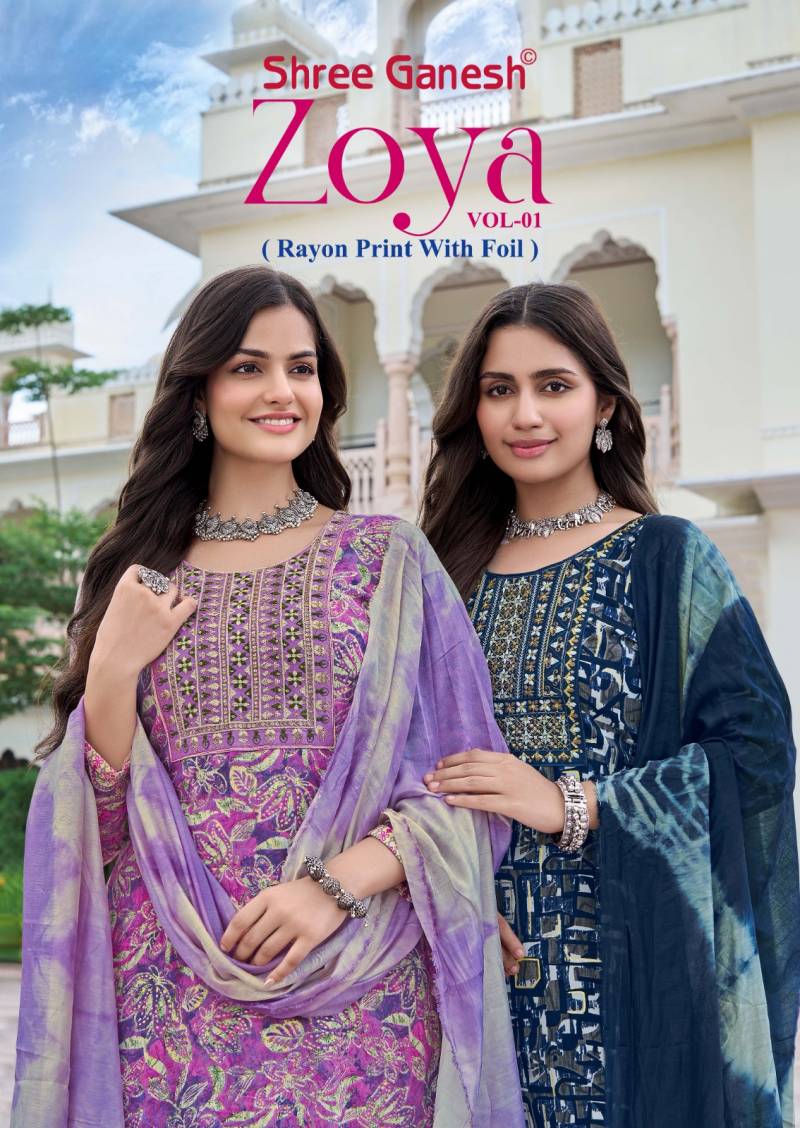 Shree Ganesh Zoya Vol 1 Rayon Printed Readymade Dress Collection