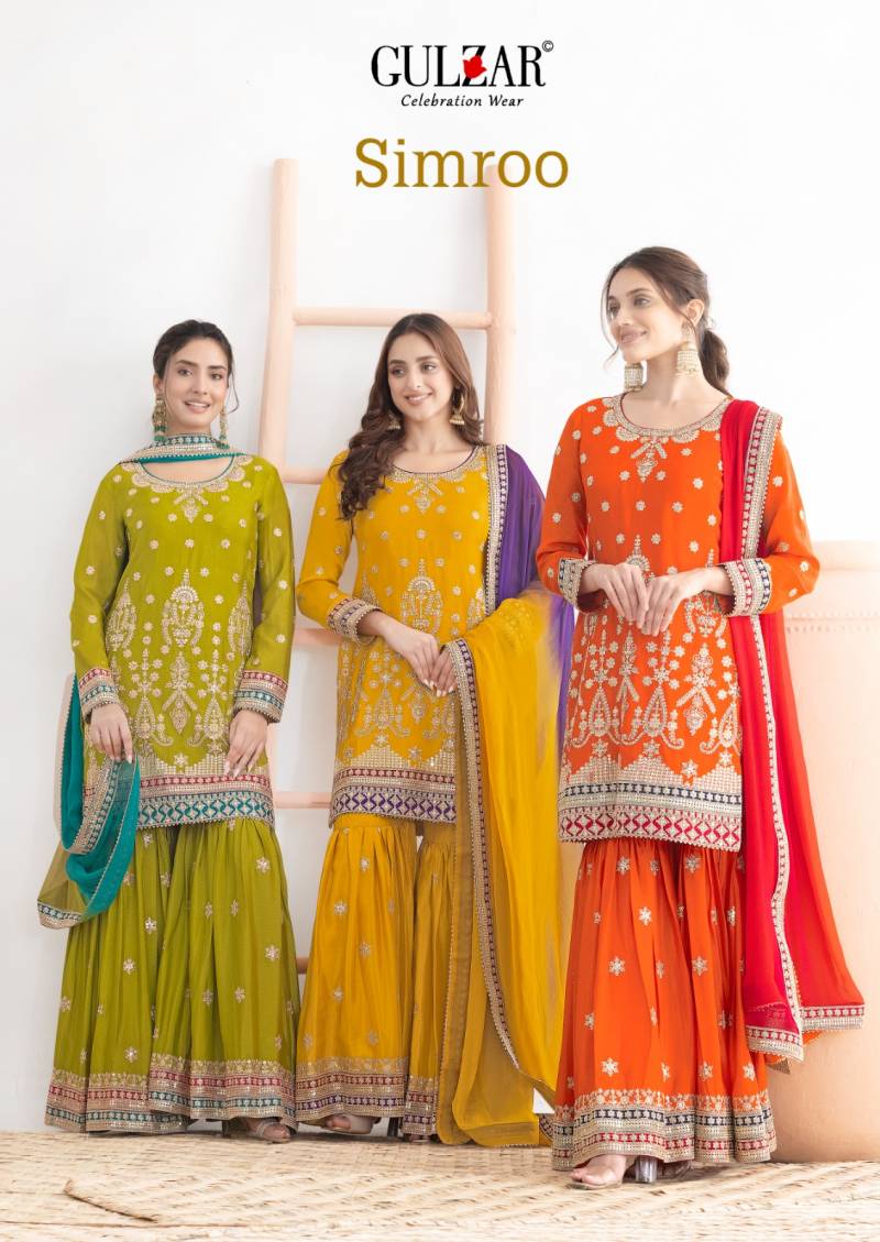 Gulzar Simroo Chinon Embroidery Work Salwar Suits Collection