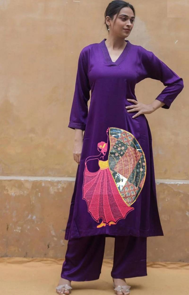 7123 Beautiful Soft Embroidery Kurti With Bottom Collection