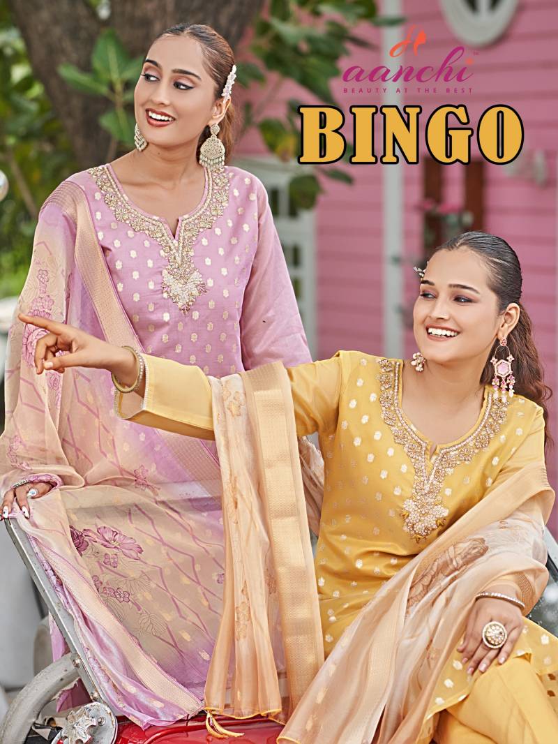 Aanchi Bingo Shimmer Designer Kurti Pant And Dupatta Collection