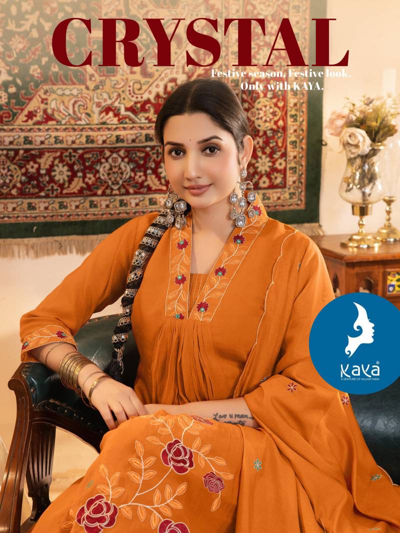 Kaya Crystal Anarkali Kurti Pant And Dupatta Collection