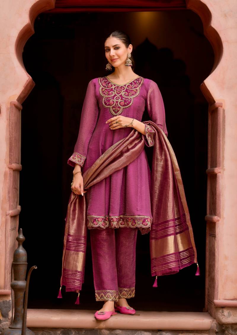 Lily And Lali Vaani Silk Embroidery Kurti Bottom With Dupatta Collection