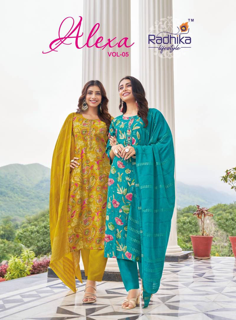 Radhika Alexa Vol 5 Printed Kurti, Pant And Dupatta Collection -Elegant Designer Wear