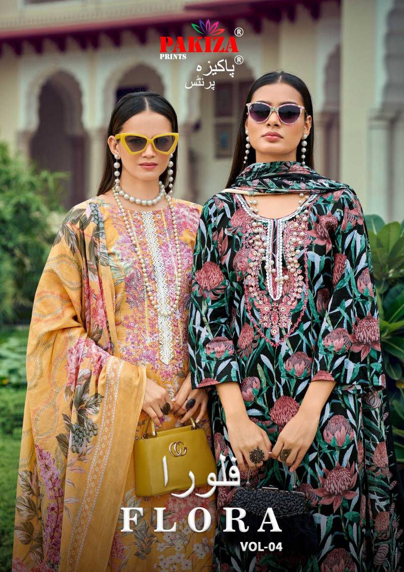 Pakiza Flora Vol 4 Lawn Cotton Designer Dress Material Collection