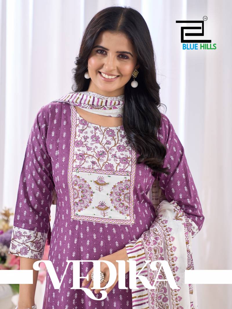 Blue Hills Vedika Rayon Neck Handwork Kurti Pant And Dupatta Collection
