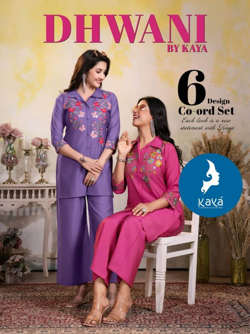 Kaya Dhwani Roman Silk Designer Co Ord Set Collection