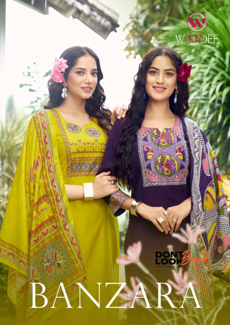 Woodee Banzara Viscose Casual Wear Kurti Pant And Dupatta Collection