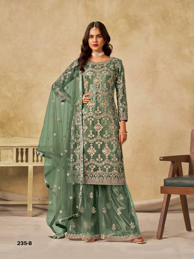 Aanaya Vol 235 Satin Net Embroidery Salwar Suits Collection