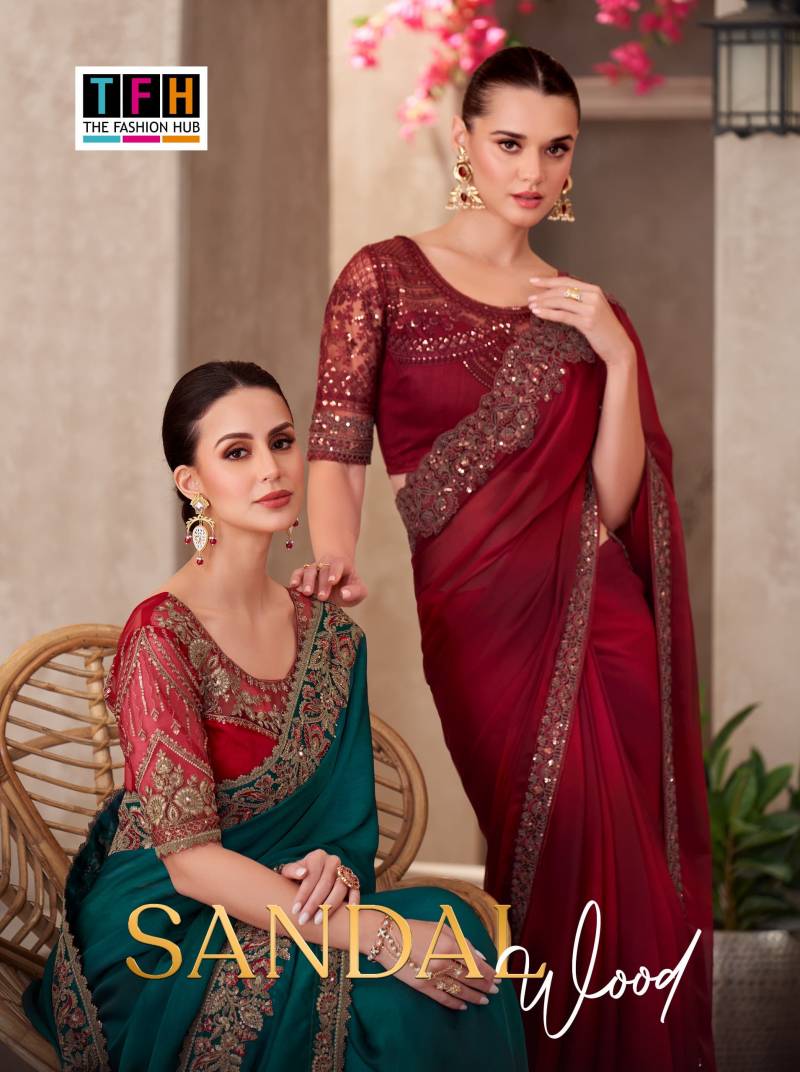 Tfh Sandal Wood 15 Wedding Wear Designer Saree Collection