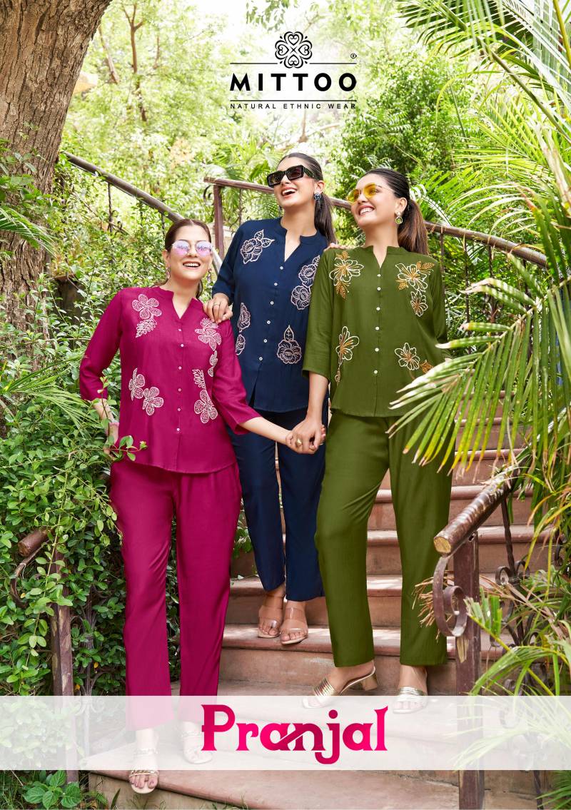 Mittoo Pranjal Handwork Designer Kurti And Bottom Collection