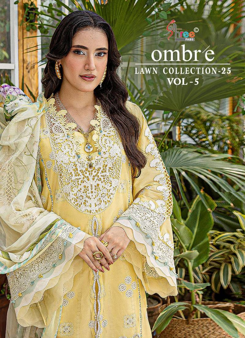 Shree Ombre Lawn Collection 25 Vol 5 Pakistani Salwar Suits Chiffon Dupatta