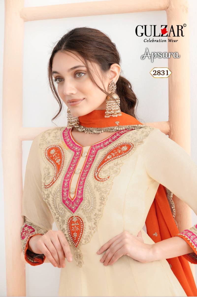 Gulzar Apsara Chinon Embroidery Anarkali Salwar Plazzo And Dupatta