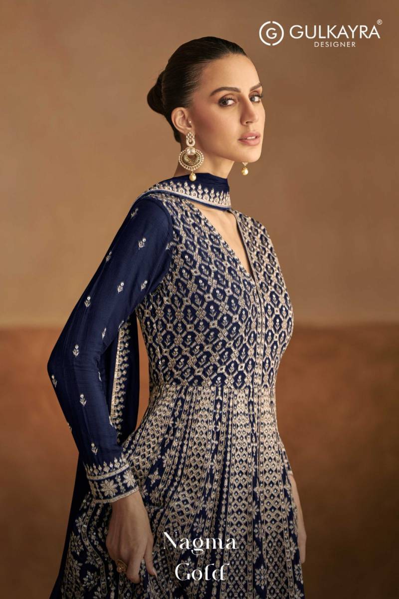 Gulkayra Nagma Gold Chinon Designer Gown Collection