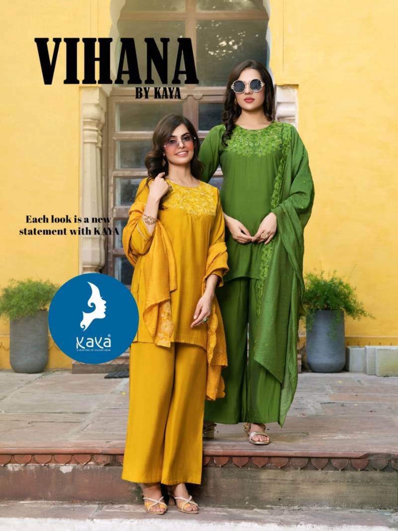 Kaya Vihana Roman Straight Cut Kurti Pant And Dupatta Collection