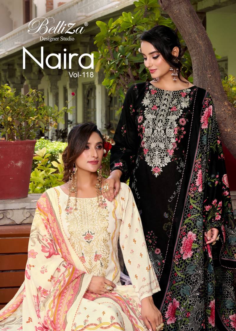 Belliza Naira Vol 118 Cotton Embroidery Designer Dress Material Collection