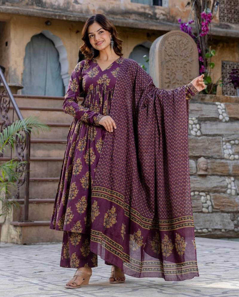 Dhruvi 366 Printed Anarkali Kurti Bottom With Dupatta Collection